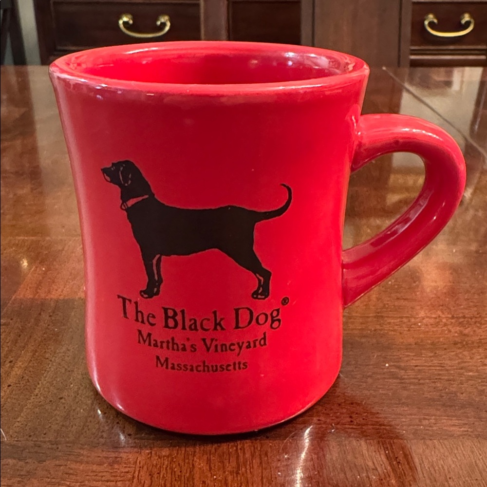 Black Dog Mug Martha’s Vineyard Red Colored Diner Style Heavy Coffee & Tea Cup